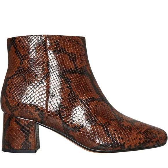 Clarks Sheer Flora 2 Ankle Boots Dark Tan Brown Snake print leather booties 6.5 - Picture 4 of 12